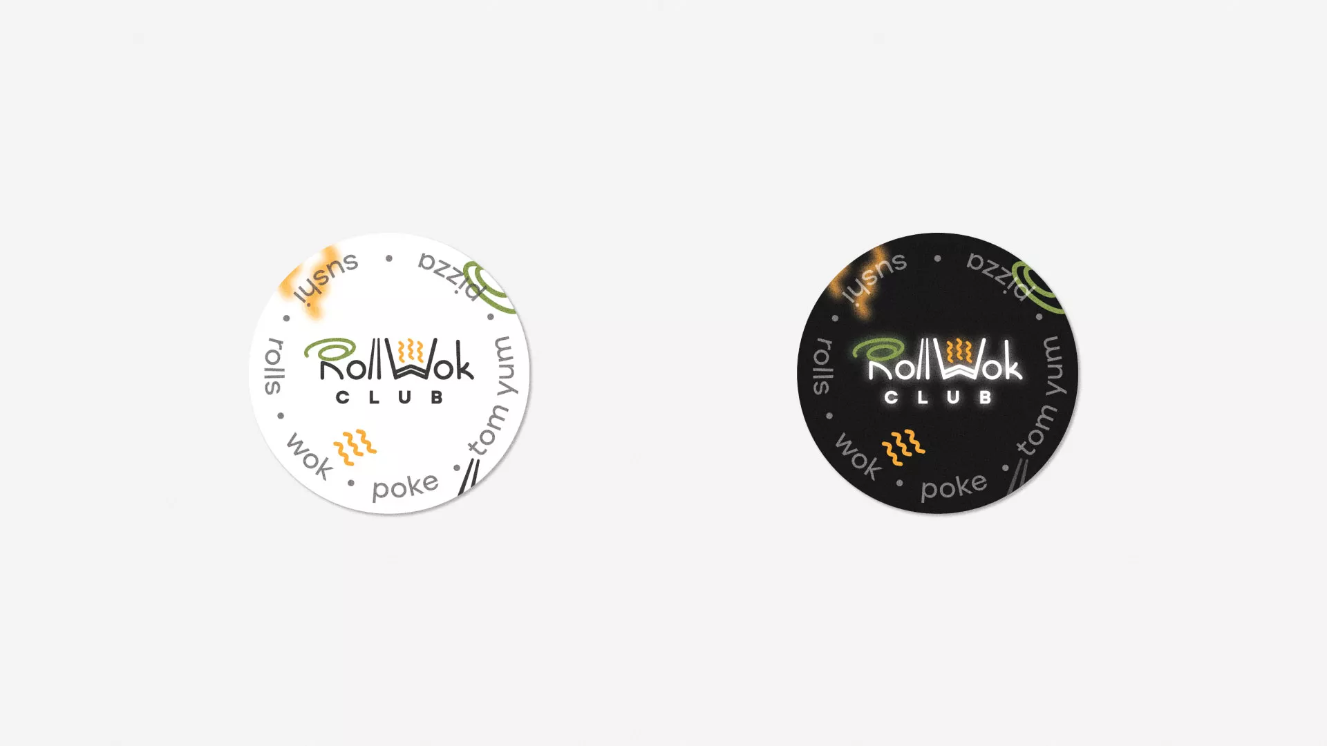 Разработка наклеек для суши-бара «Roll Wok Club» в Кудымкаре